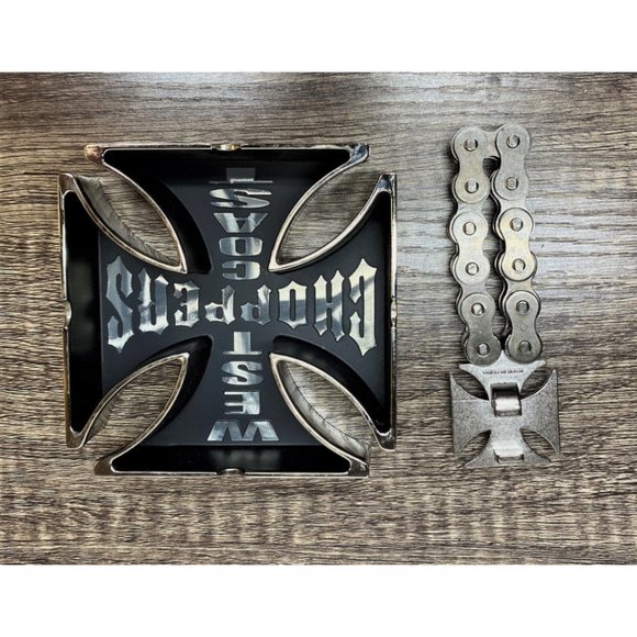 West Coast Choppers Cross Logo Ashtray, Motorcycle Opener, Free Chips NEW IN BOX - Picture 9 of 13